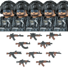 (N013A-AKB2-5PCS)Military Commando Special Forces US SWAT Combat Helmet Building Block Modern City Police