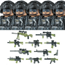 (N013A-SA2-5PCS)Military Commando Special Forces US SWAT Combat Helmet Building Block Modern City Police