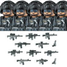 (N013A-US3-5PCS)Military Commando Special Forces US SWAT Combat Helmet Building Block Modern City Police