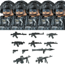 (N013A-AK1-5PCS)Military Commando Special Forces US SWAT Combat Helmet Building Block Modern City Police