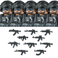 (N013A-AKB1-5PCS)Military Commando Special Forces US SWAT Combat Helmet Building Block Modern City Police