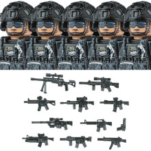 (N013A-SA1-5PCS)Military Commando Special Forces US SWAT Combat Helmet Building Block Modern City Police