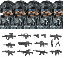 (N013A-A-5PCS)Military Commando Special Forces US SWAT Combat Helmet Building Block Modern City Police