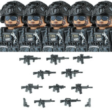 (N013A-US1-5PCS)Military Commando Special Forces US SWAT Combat Helmet Building Block Modern City Police