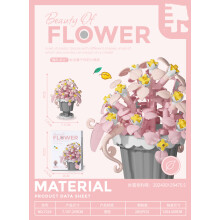 (7224-205pcs-no box)Flowers Bouquet Brick Toy for Children Girl 8 10 Year Old Birthday Gift Construction