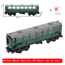 (Green Long Coach)MOC City Creative Idea Train Brake Classic Auto Building Classic Auto Blocks Bricks