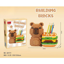 (A01 With box)Capybara Building Block Pen Holder Multi-Function Desk Organizer for Office Supplies Cosmetics