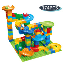 (No box 174 pcs)88-514PCS Marble Race Run Blocks Maze Ball Track Toy Compatible city Building Blocks