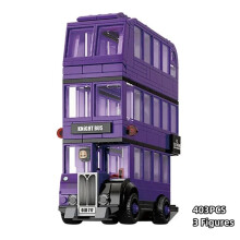 (75957 ,no box)403pcs Harry Magical World of Wizards The Knight Bus Purple Triple-decker Building Blocks