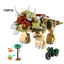 (735pcs No Box)Jurassic Dinosaurs World Animal Park Blocks Building Brick Dinosaur Figures City Dino