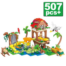 (NO Box)507pcs City Water Park Capybara Building Blocks MOC Friends Crocodile Bird Slide Coconut Tree