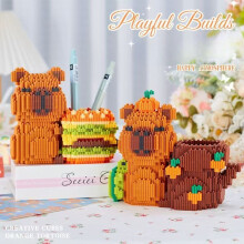 (2 PCS No box)Capybara Building Block Pen Holder Multi-Function Desk Organizer for Office Supplies Cosmetics