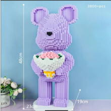 (D)48cm Flower Violent Bear Huge Building Block Children's Toys with Small Particles Bricks 3D Model
