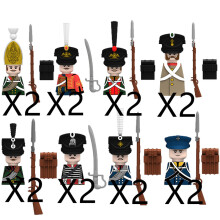 (N017-N024-16P)MOC Medieval Building Blocks Children's Toy Napoleon War Figures Military Leaders Soldiers