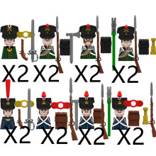 (N025-N032-16P)MOC Medieval Building Blocks Children's Toy Napoleon War Figures Military Leaders Soldiers