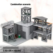 (ACF)Upgrade Military Base Building Block Sets DIY WW2 Army War scene model Blocks Boys Toys