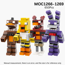 (MOC1266-1269)Horror Game Set Building Blocks FNAFED Movie Cartoon Bear Cartoon Scene Compatible Action