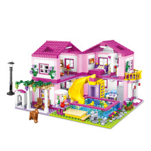 (1018pcs,no box)Friends City Street View House Summer Holiday Villa Castle Model Building Block Sets