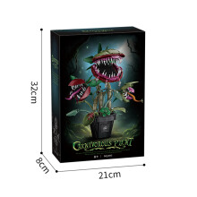 (Flowers With Box)Creative Carnivorous Potted Plant Man-Eating Flower Building Blocks Home Decoration