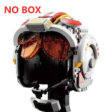 (F NO BOX)Space Battle Fighter Pilot Helmet Building Blocks Desk Decoration Bobas Leias Jangos Kylos