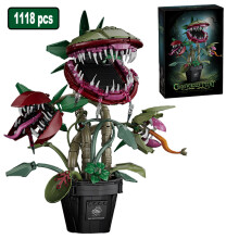 (With Box)MOC Carnivorous Flower Potted Plant Model Building Blocks City Creative Simulation Exotic