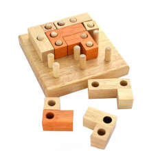 (Geometric Puzzle)Geometric Shape Puzzle Interlocking Block Wooden Logic Games Montessori Educational