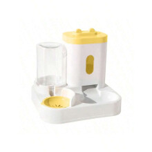 (Geel) 1-pack automatische waterdispenser en voerbak voor katten met zwaartekrachttoevoer - morsbestendig,