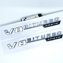 (Ασημί) Γράμματα GLE43 GLE53 GLE63 GLE63S V8 Biturbo 4matic+ Έμβλημα για το Πλαϊνό Πορτμπαγκάζ Πίσω