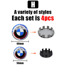 (BMW Model H, 4 szt. 56 mm YT) 4 szt. kołpaków samochodowych BMW 68 mm 56 mm do modeli Performance M