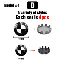 (BMW Model D, 4 szt. 56 mm YT) 4 szt. kołpaków samochodowych BMW 68 mm 56 mm do modeli Performance M