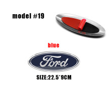(Model 19 22,5 x 9 cm) Logo Forda na przedni grill, emblemat na maskę, naklejka w kolorze niebieskim,