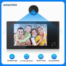 (Czarny) Dzwonek do drzwi Awapow 3,5 cala, wizjer, cyfrowa kamera do drzwi, 120 LCD, 2 miliony pikseli