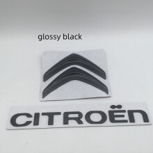 (1 zestaw błyszczący czarny) 1 szt. metalowych naklejek 3D na samochód Citroen, litery, emblemat na