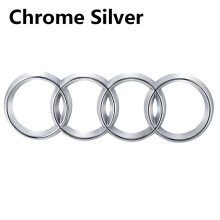 (Srebrny, Audi Przód 315mm) 4 pierścienie Logo ABS Chrom Czarny Przednia maska samochodu Emblemat