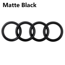 (Audi Matte Black, przód 263 mm x 87 mm) 4 pierścienie logo ABS chromowany czarny emblemat na maskę