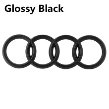 (Błyszczący czarny, Audi przód 315 mm) 4 pierścienie logo ABS chrom czarny przód samochodu emblemat