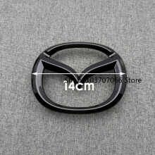 (Przód 14 cm, Jasnoczarny) Jasnoczarny emblemat na przednią klapę samochodu Mazda 2 Mazda2 3D Naklejka