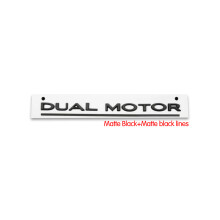 (DUBBELE MOTOR2) 3D ABS Chroom Rode Lijn Zwart Logo DUAL MOTOR Embleem Letters Auto Styling Kofferbak