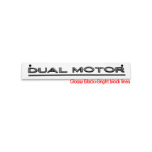 (DUAL MOTOR1) 3D ABS Chromowana czerwona linia Czarne logo DUAL MOTOR Emblemat Litery Stylizacja samochodu