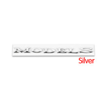 (MODEL S Srebrny) 3D ABS Chromowana Czerwona Linia Czarne Logo Podwójny Silnik Emblemat Litery Stylizacja