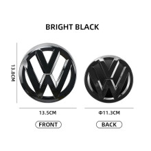 (Glanzend zwart, 14-17 GOLF 7) Glanzend zwarte grille-emblemen voor en achterklep voor MK7 Golf