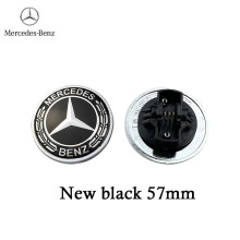 (Nieuw zwart 57 mm) 1 stuk autologo, metalen plat embleem voor de motorkap, accessoires voor Mercedes