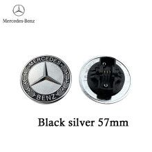(Zwart zilver 57 mm) 1 stuk autologo motorkap embleem metalen platte badge accessoires voor Mercedes
