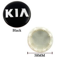 (58 mm zwart) 4 stuks 58 mm wieldop met logo voor Kia Serato Sportage Freddy K2 K3 K5 Smart Run