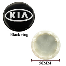 (58 mm zwarte ring) 4 stuks 58 mm wieldop met logo voor Kia Serato Sportage Freddy K2 K3 K5 Smart