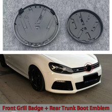 (Zwart-wit, voor- en achterkant) Auto grille embleem, achterklep embleem, vervangend logo voor Golf