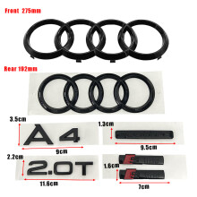 (A4 1 Set) Voor Audi A4 2008-2017 4-ring logo ABS zwart auto motorkap voorgrill achterklep embleem sticker