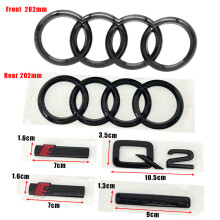 (Q2 1 Set) ABS 4-ring logo 285 mm 202 mm Auto motorkap Voorgrill Achterklep Embleem Badge Sticker S