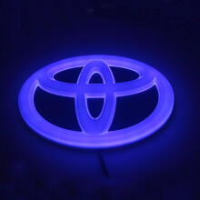 (Blue,14cmX9.6cm)4D Luminous LED Light Front Grille Badge Is Suitable for Toyota TOYOTA Car Logo Trunk