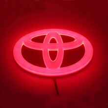 (Red,12cmX8cm)4D Luminous LED Light Front Grille Badge Is Suitable for Toyota TOYOTA Car Logo Trunk